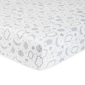 1-Pack Neutral Clouds Organic Fitted Crib Sheet