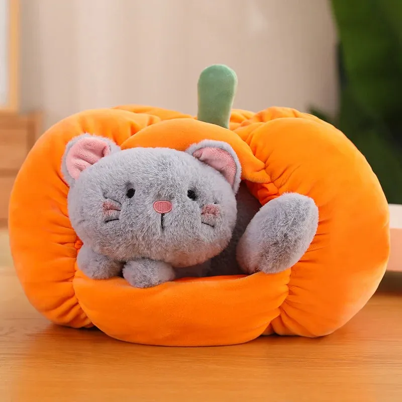 1Pc 23/30cm Creative Pumpkin Nest Plush Toy Kawaii Cat Dog's Nests Stuffed Soft Funny Toy for Children Girls Accompany Gift