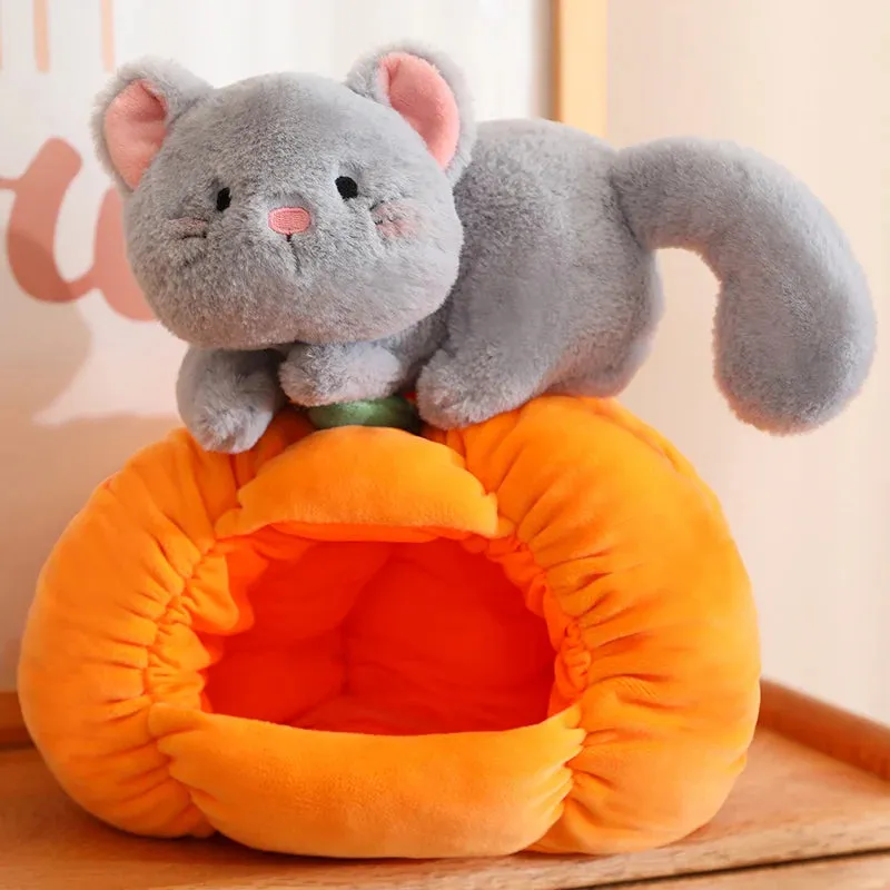 1Pc 23/30cm Creative Pumpkin Nest Plush Toy Kawaii Cat Dog's Nests Stuffed Soft Funny Toy for Children Girls Accompany Gift