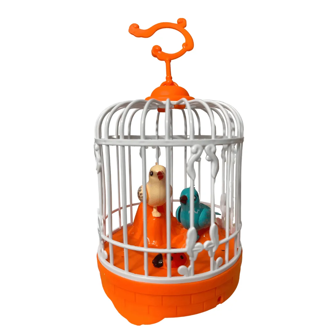 2 in 1 Beautiful Talking Birds in Cage (Multicolor)