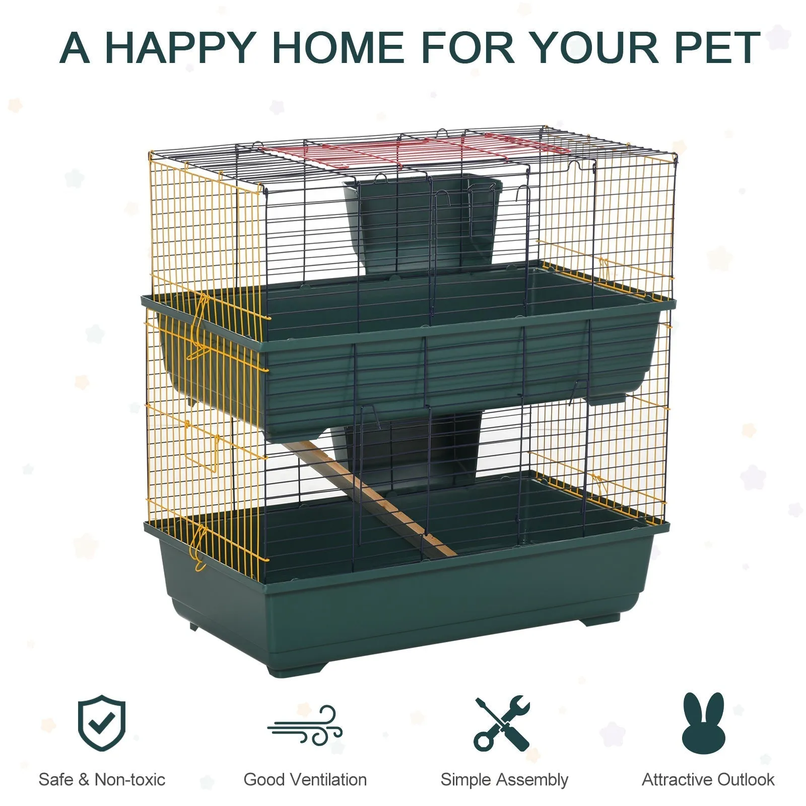 2 Tier Small Animal Cage Multicoloured by Pawhut