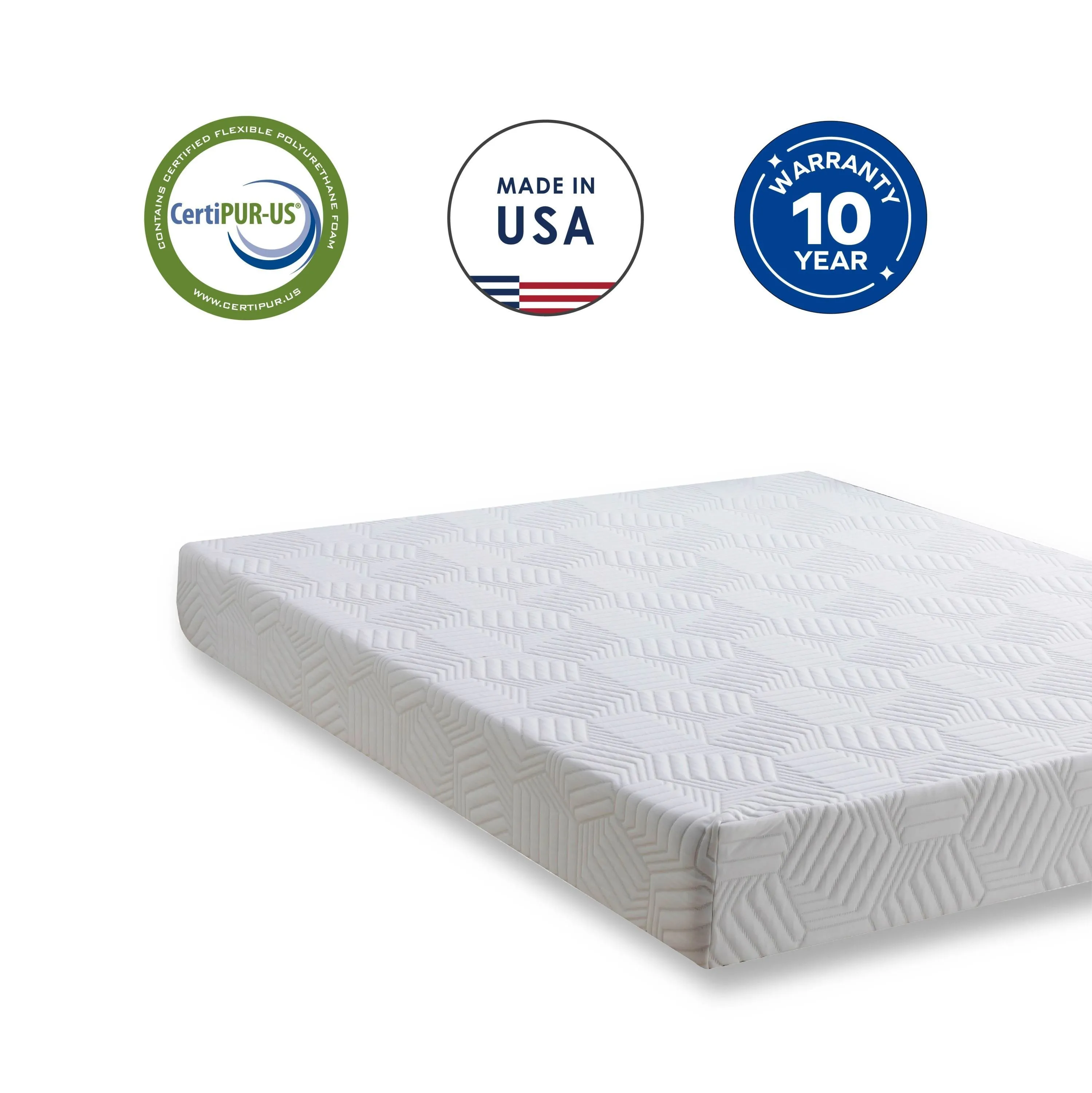 8 Inch Full Gel Memory Foam Mattress, White, Bed in a Box, Green Tea and Cooling Gel Infused, CertiPUR-US Certified