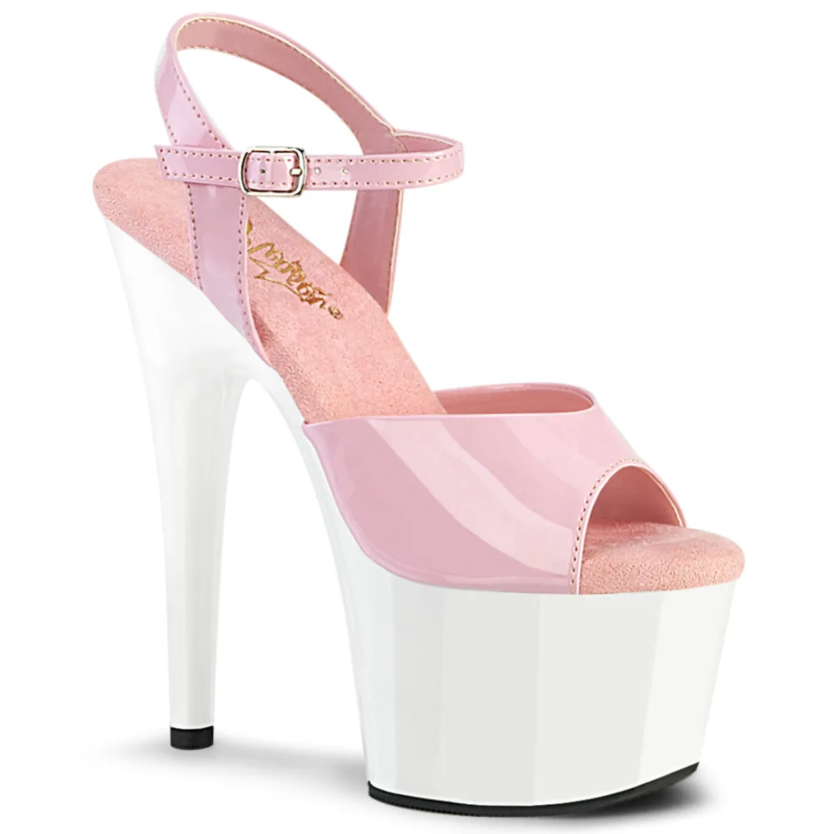 ADORE-709 Baby Pink Stripper Sandal with White Platform