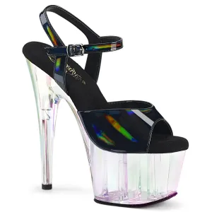 ADORE-709HT Clear Platform Black Holo Upper Stripper Shoe