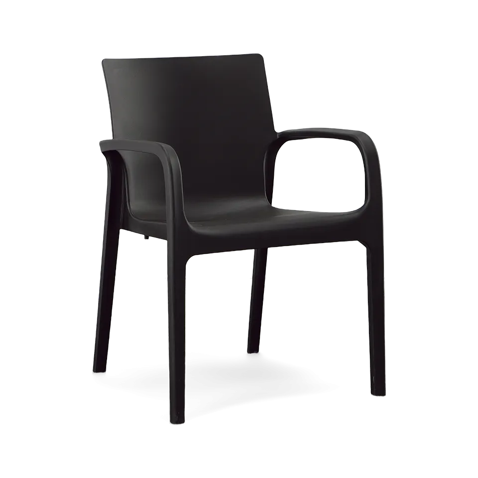 ALISSA STACKABLE ARM CHAIR, BLACK