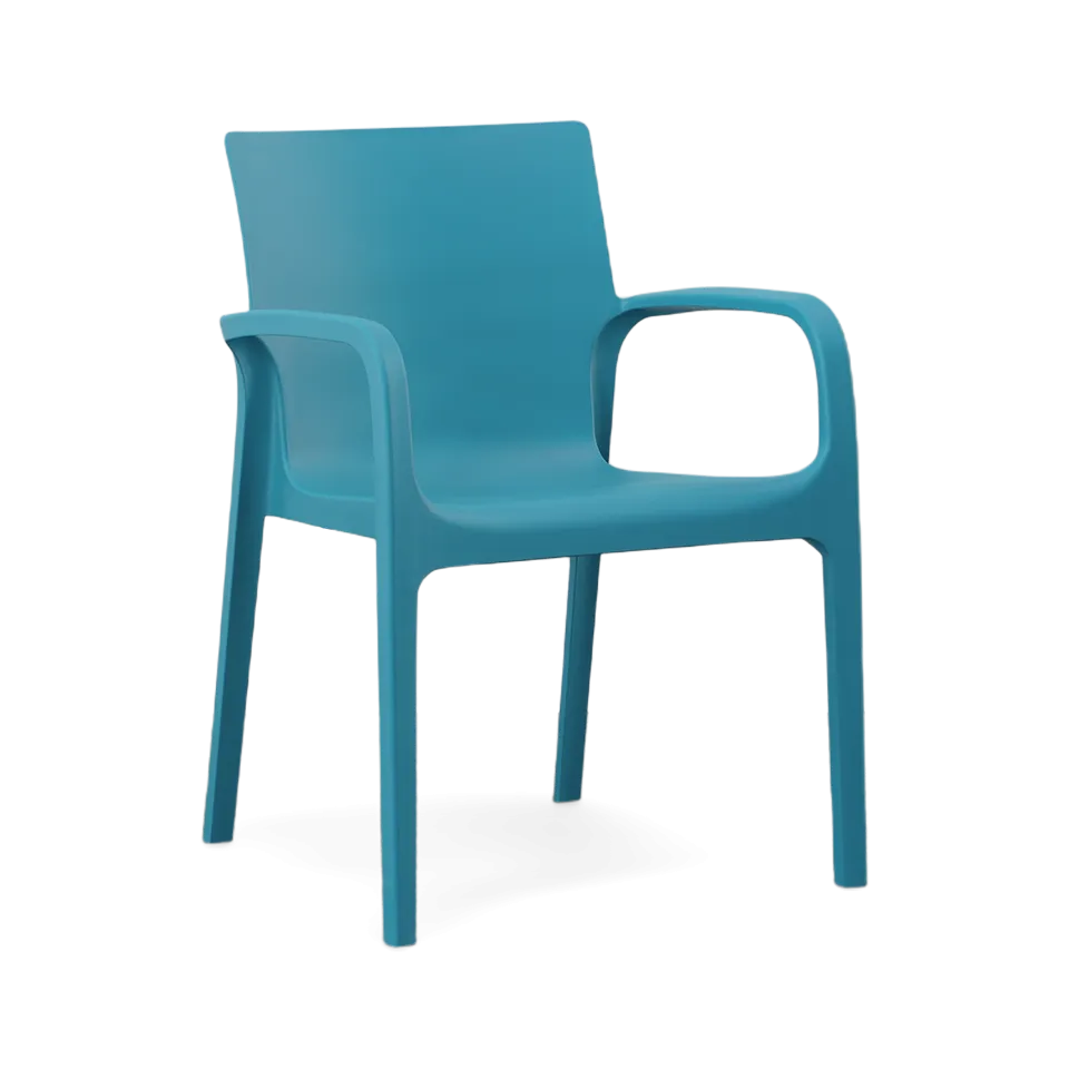 ALISSA STACKABLE ARM CHAIR, TURQUOISE