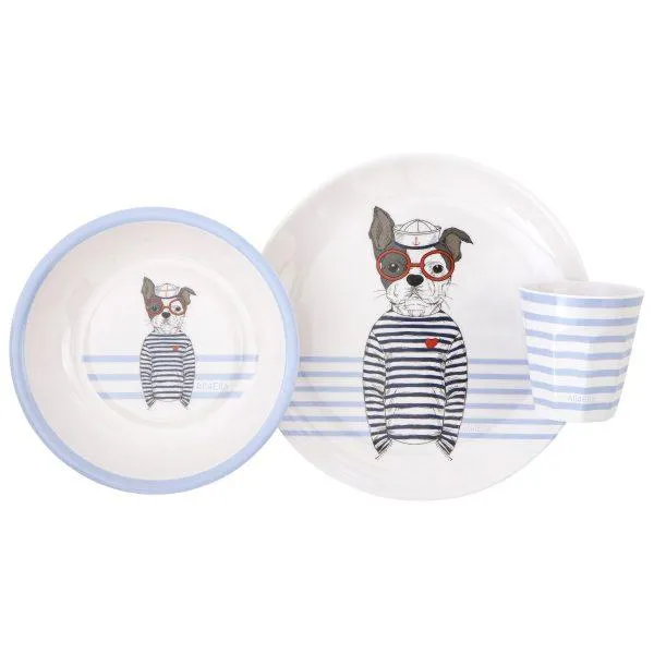 All 4 Ella Melamine Bowl - Dog Blue