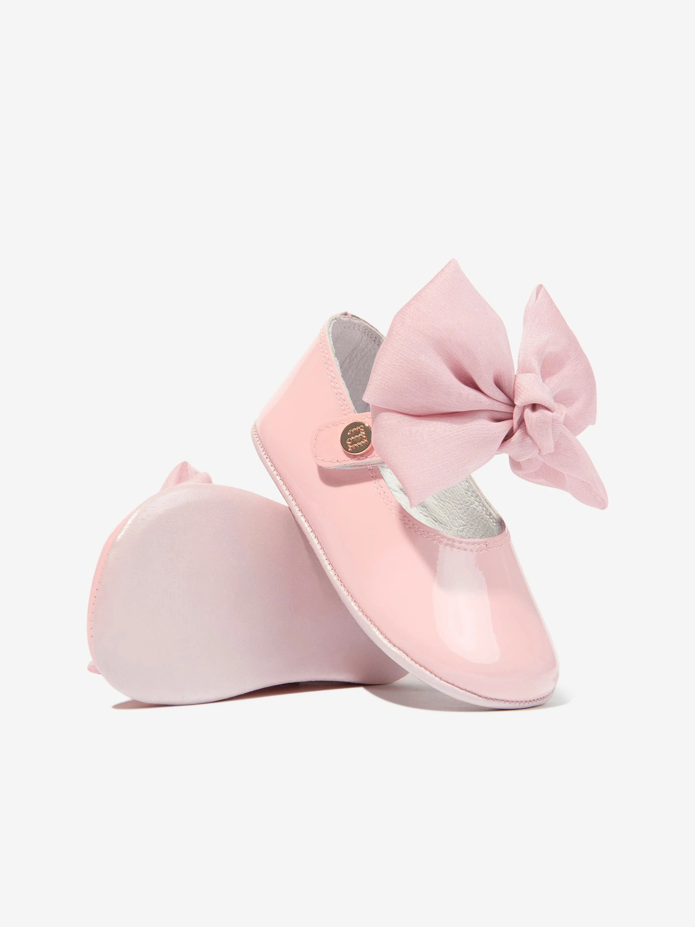 Andanines Baby Girls Leather Bow Shoes in Pink