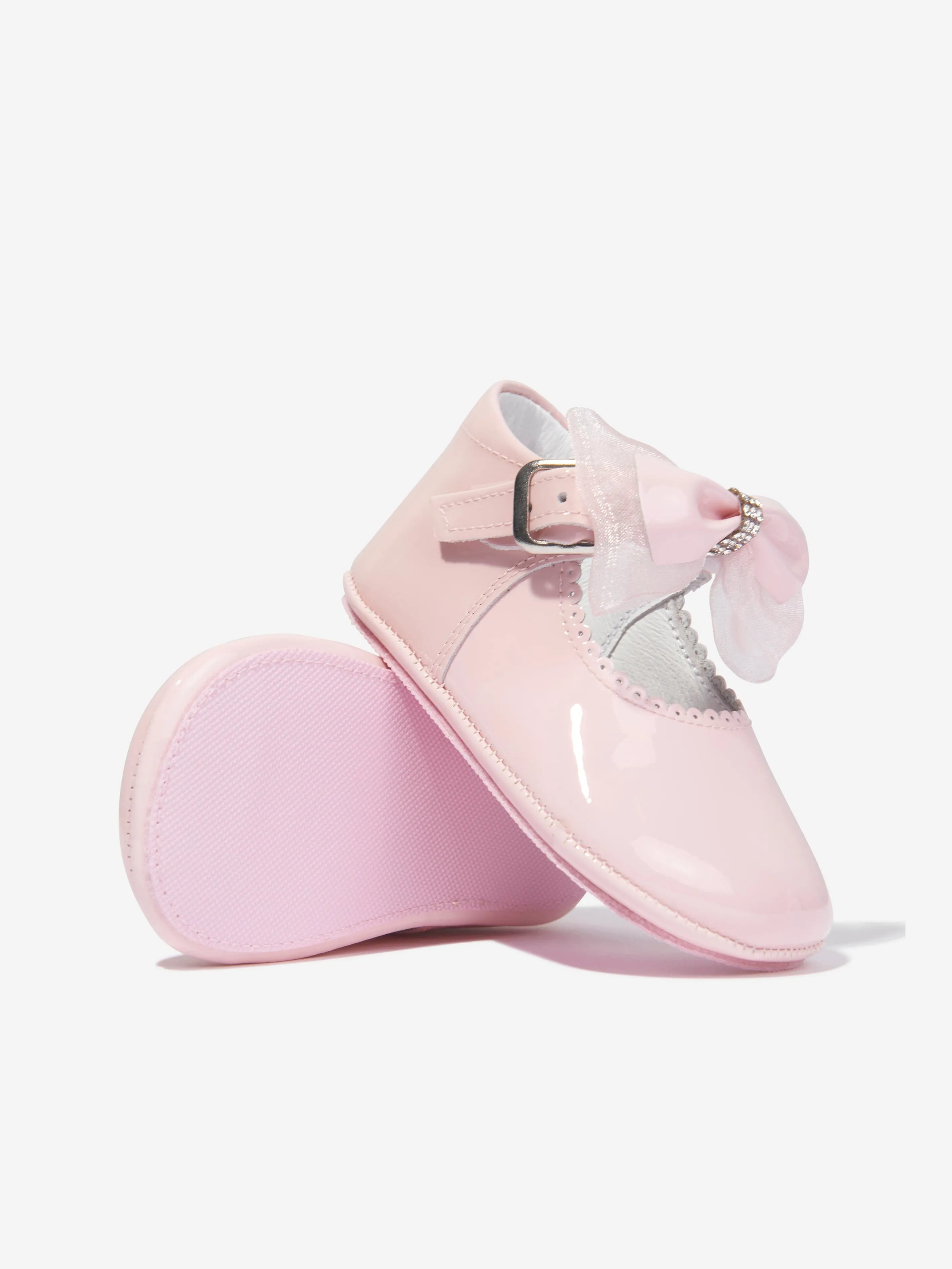 Andanines Baby Girls Leather Bow Shoes in Pink