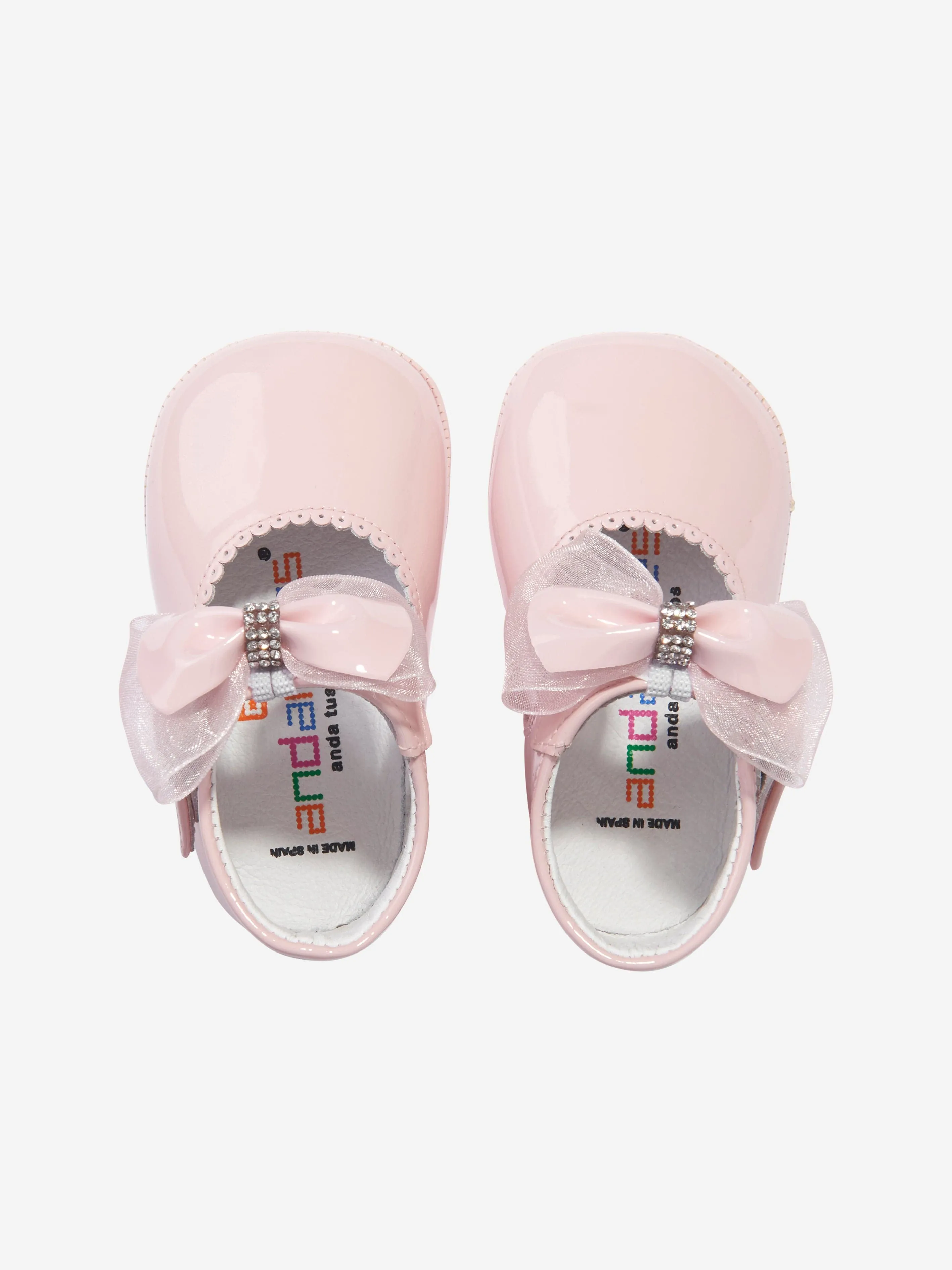 Andanines Baby Girls Leather Bow Shoes in Pink