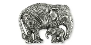 Asian Elephant And Baby Pendant Jewelry Sterling Silver Handmade Wildlife Pendant EL9-P