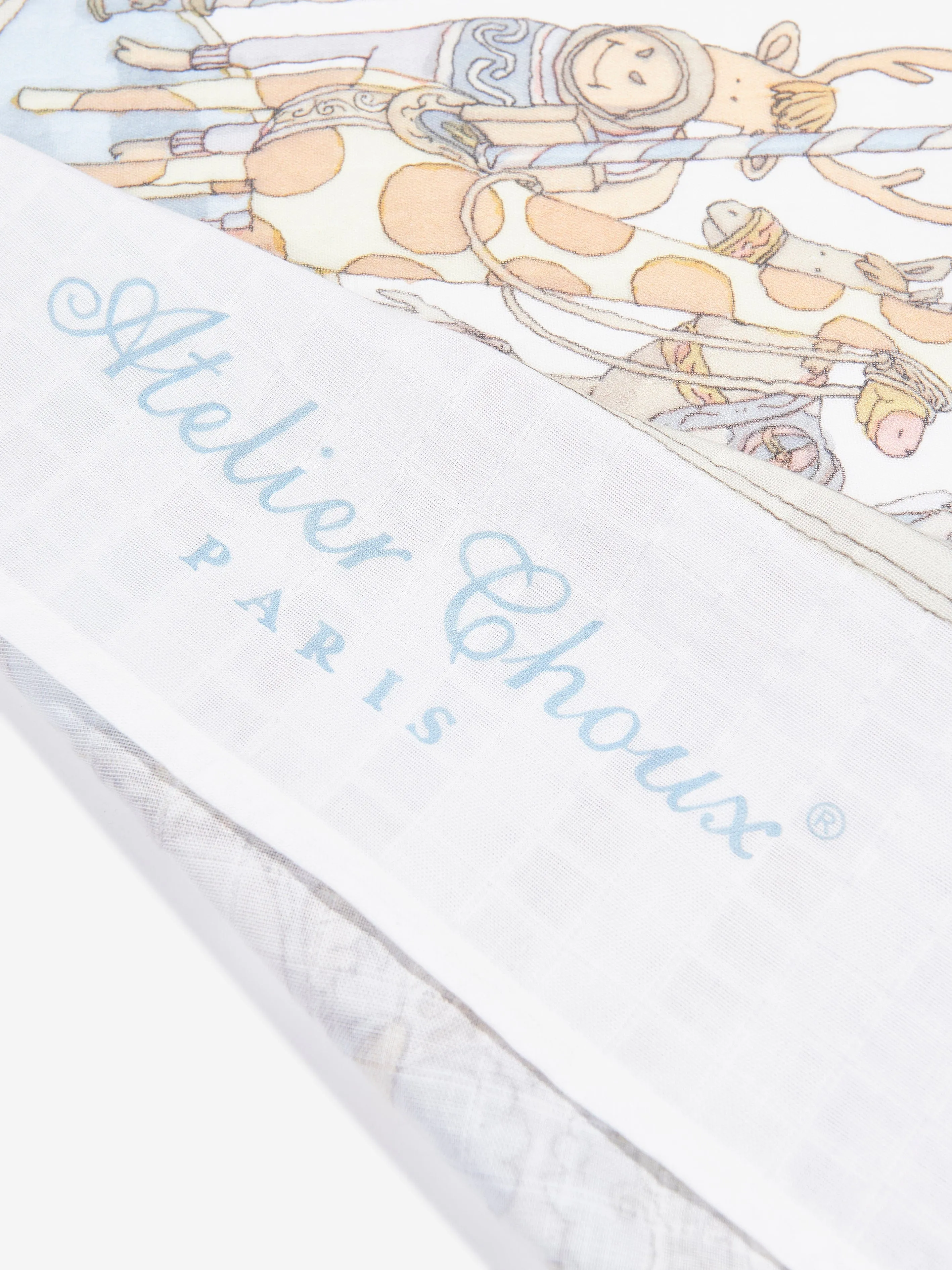 Atelier Choux Baby Boys Carousel Swaddle And Small Bib Gift Box Set in Blue