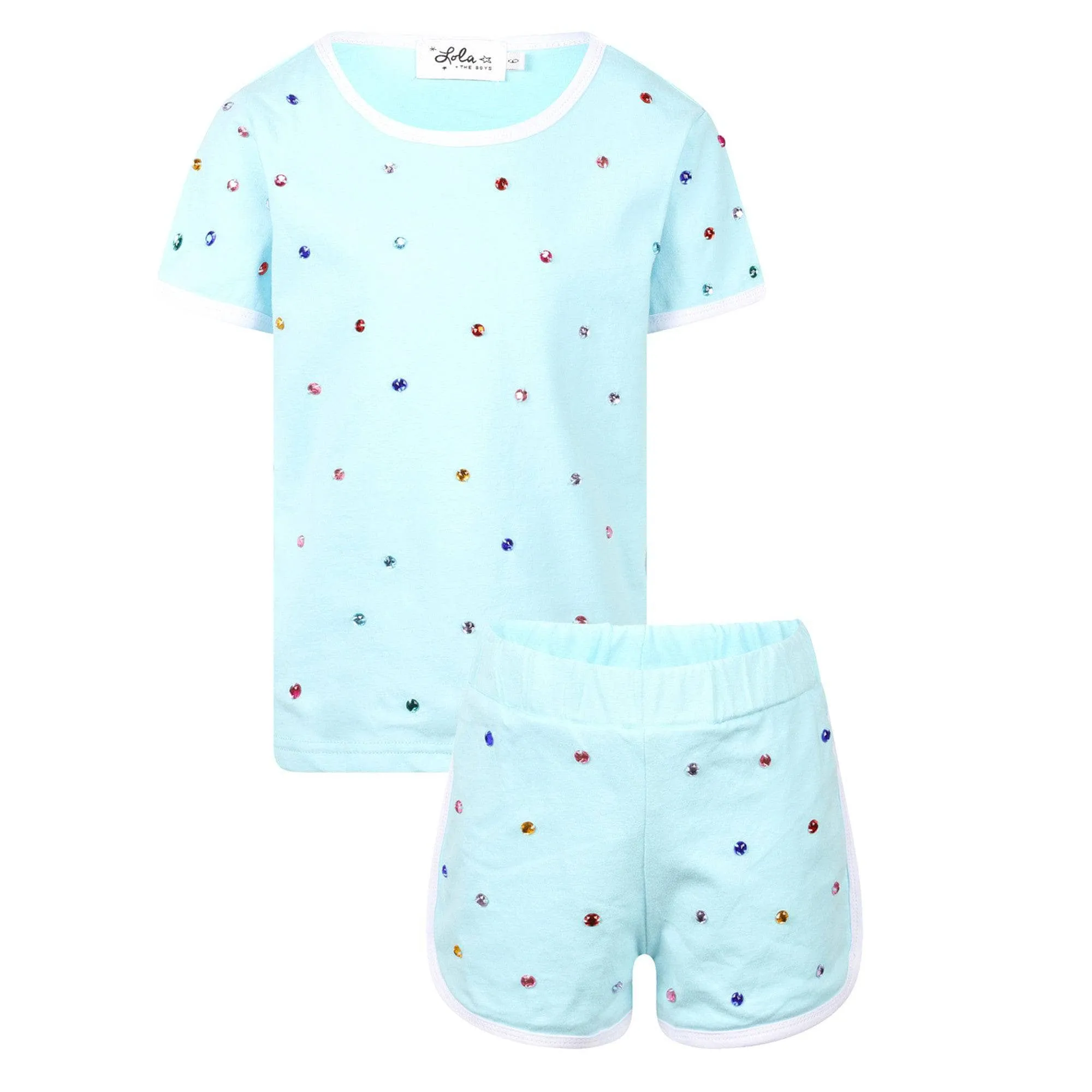 Baby Blue Rainbow Gem Short Set