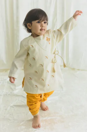 Baby Boys Divine Bow Dhoti Kurta Set - Cream