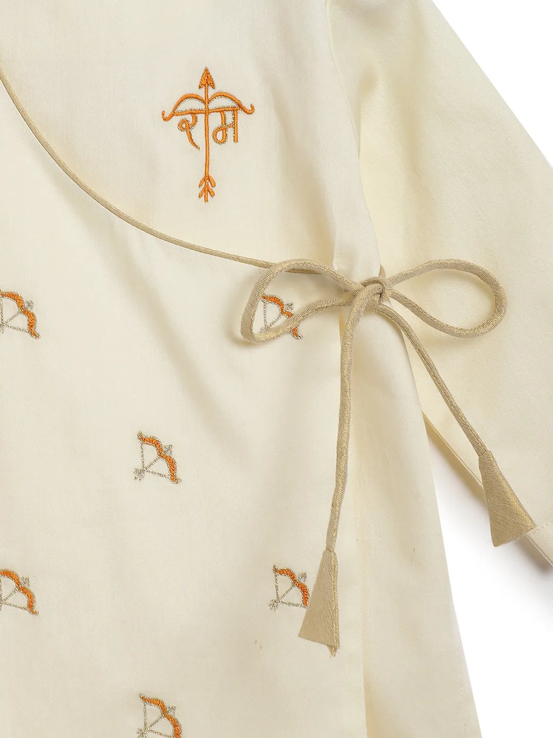 Baby Boys Divine Bow Dhoti Kurta Set - Cream