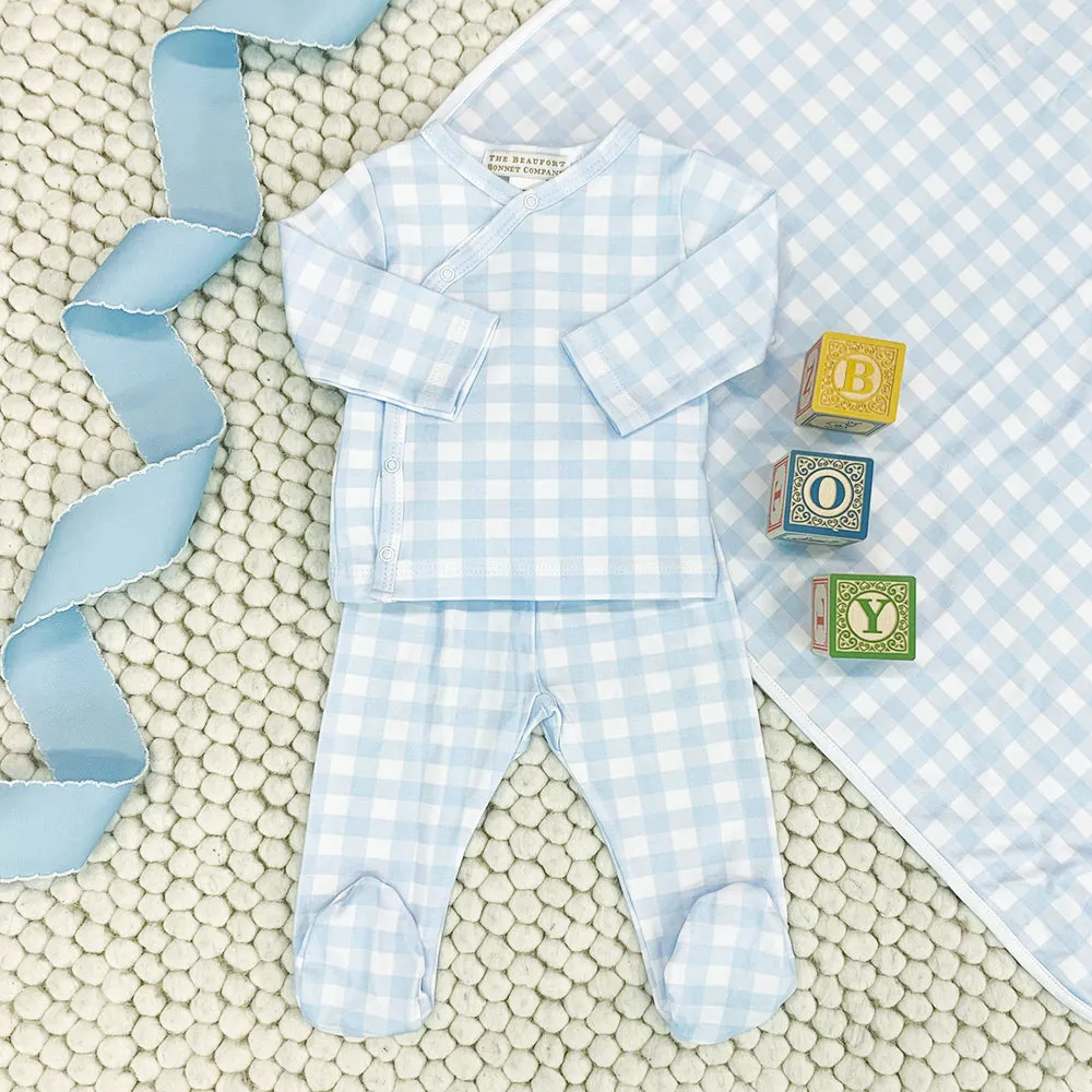 Baby Buggy Blanket - Buckhead Blue Gingham with Worth Avenue White