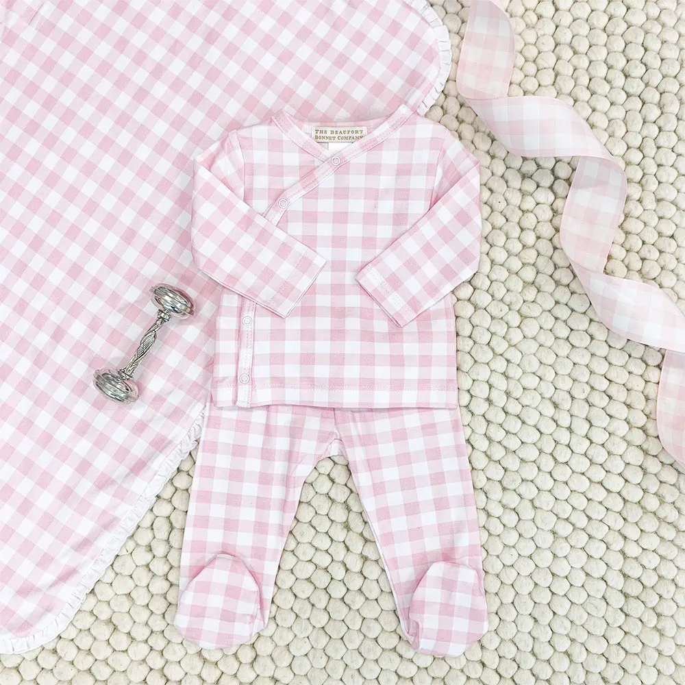 Baby Buggy Blanket - Palm Beach Pink Gingham with Worth Avenue White