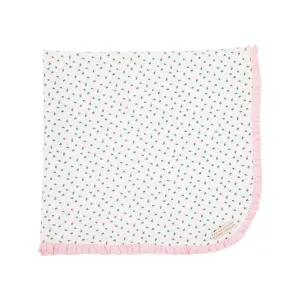 Baby Buggy Blanket - Port Royal Rosebud with Palm Beach Pink