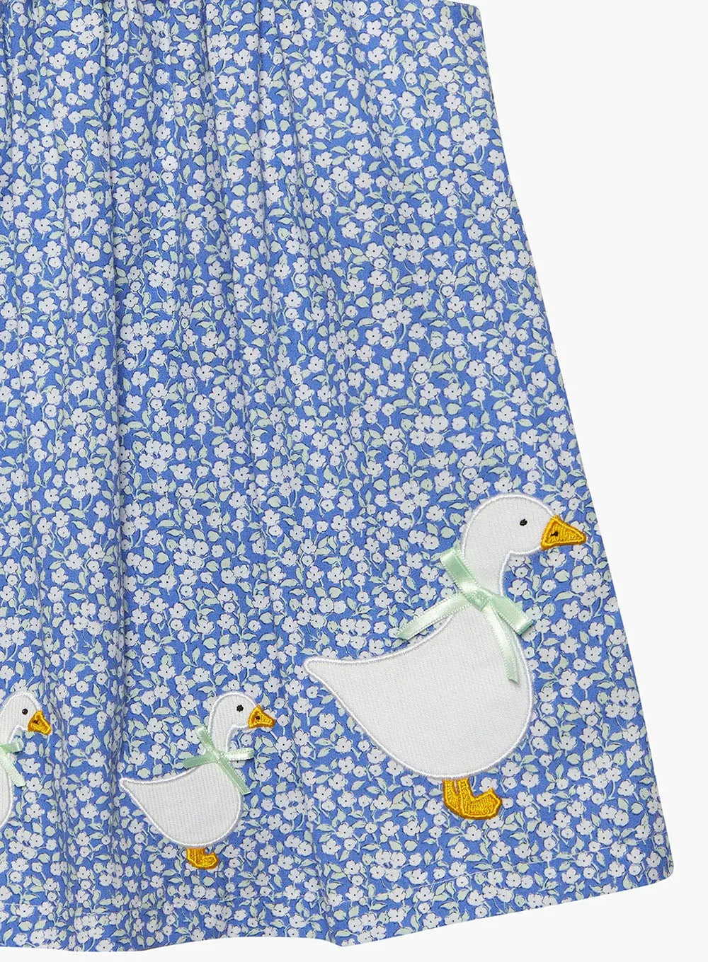 Baby Duck Dress in Miniature Blue Floral