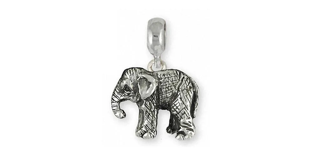 Baby Elephant Charm Slide Jewelry Sterling Silver Handmade Wildlife Charm Slide EL9B-PNS