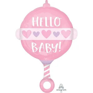 Baby Girl Rattle Toy Balloon, 18 Inches