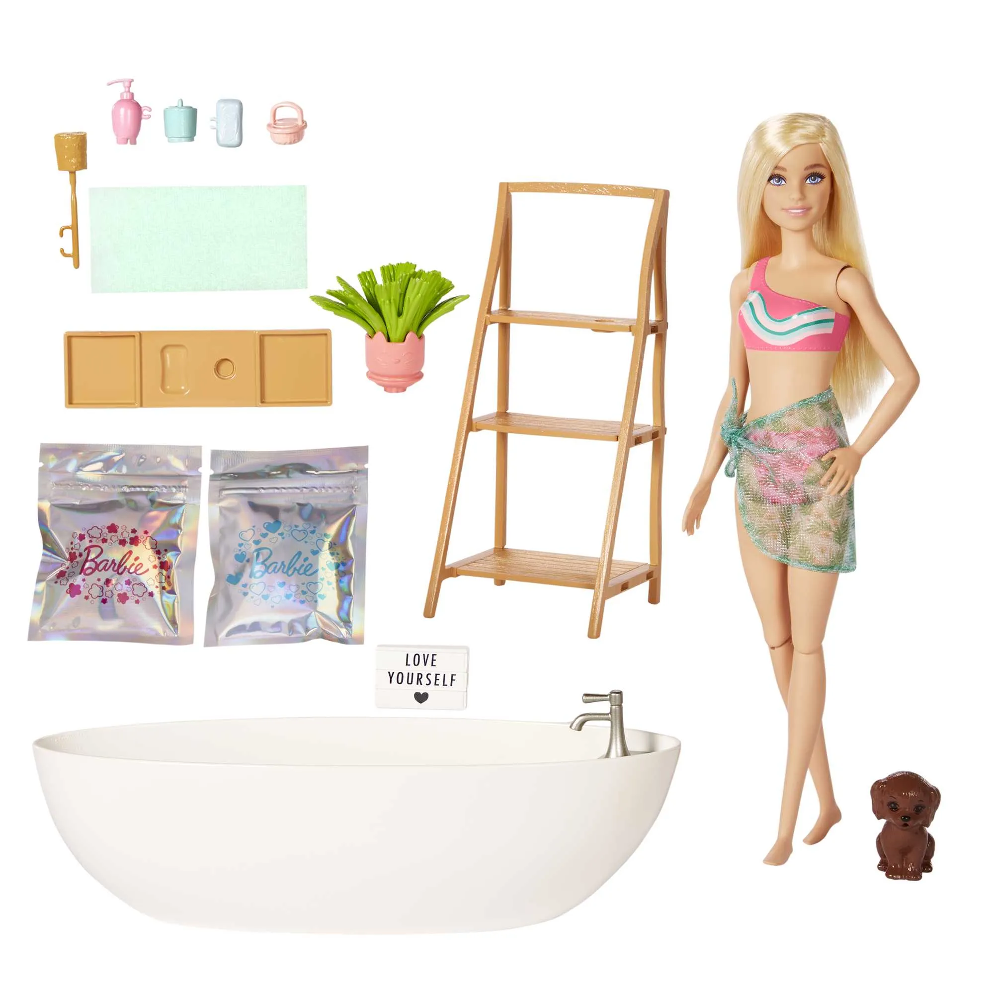 Barbie Doll & Bathtub Playset, Blonde, Confetti Soap & Accessories