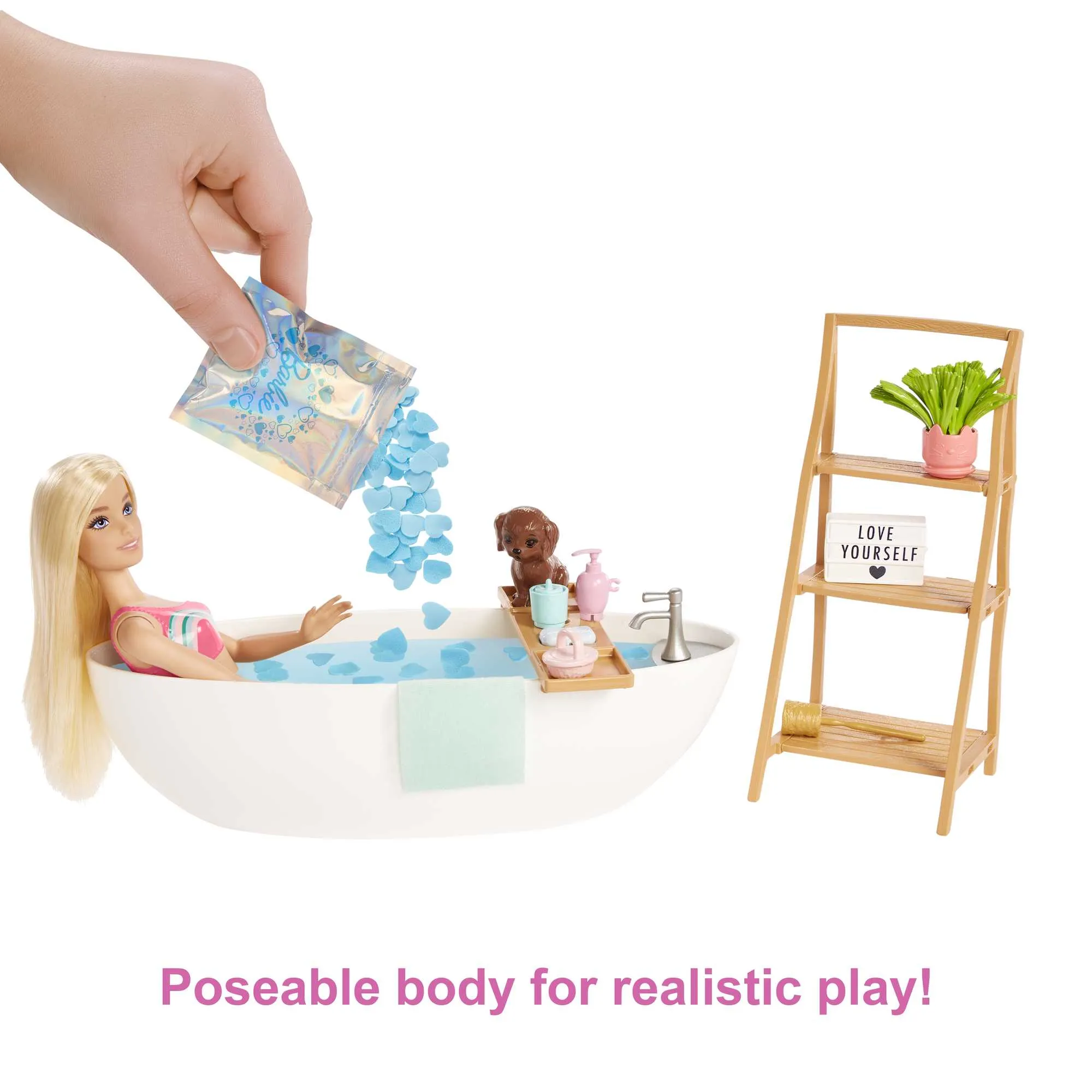 Barbie Doll & Bathtub Playset, Blonde, Confetti Soap & Accessories