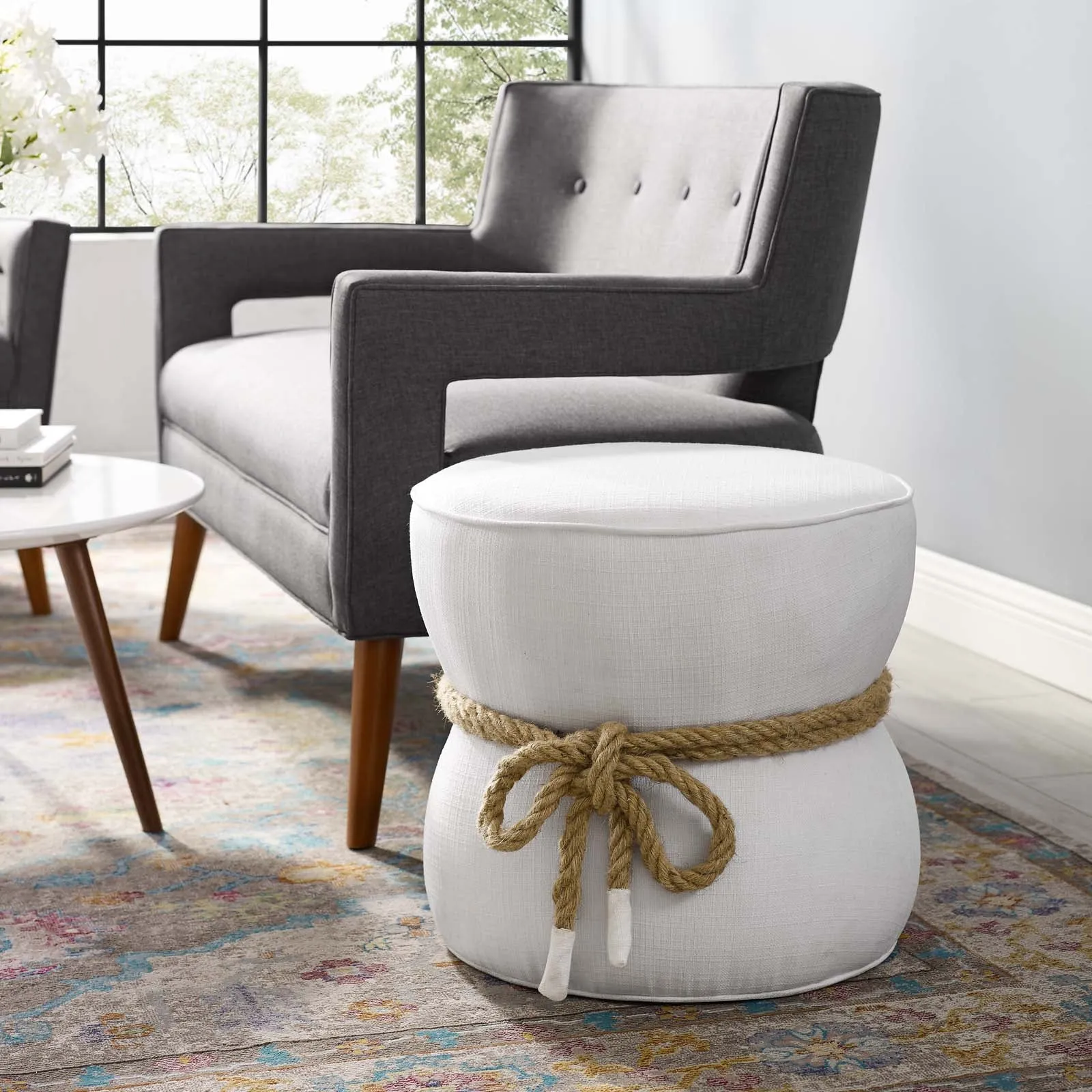 Beat Nautical Rope Upholstered Fabric Ottoman by Modway