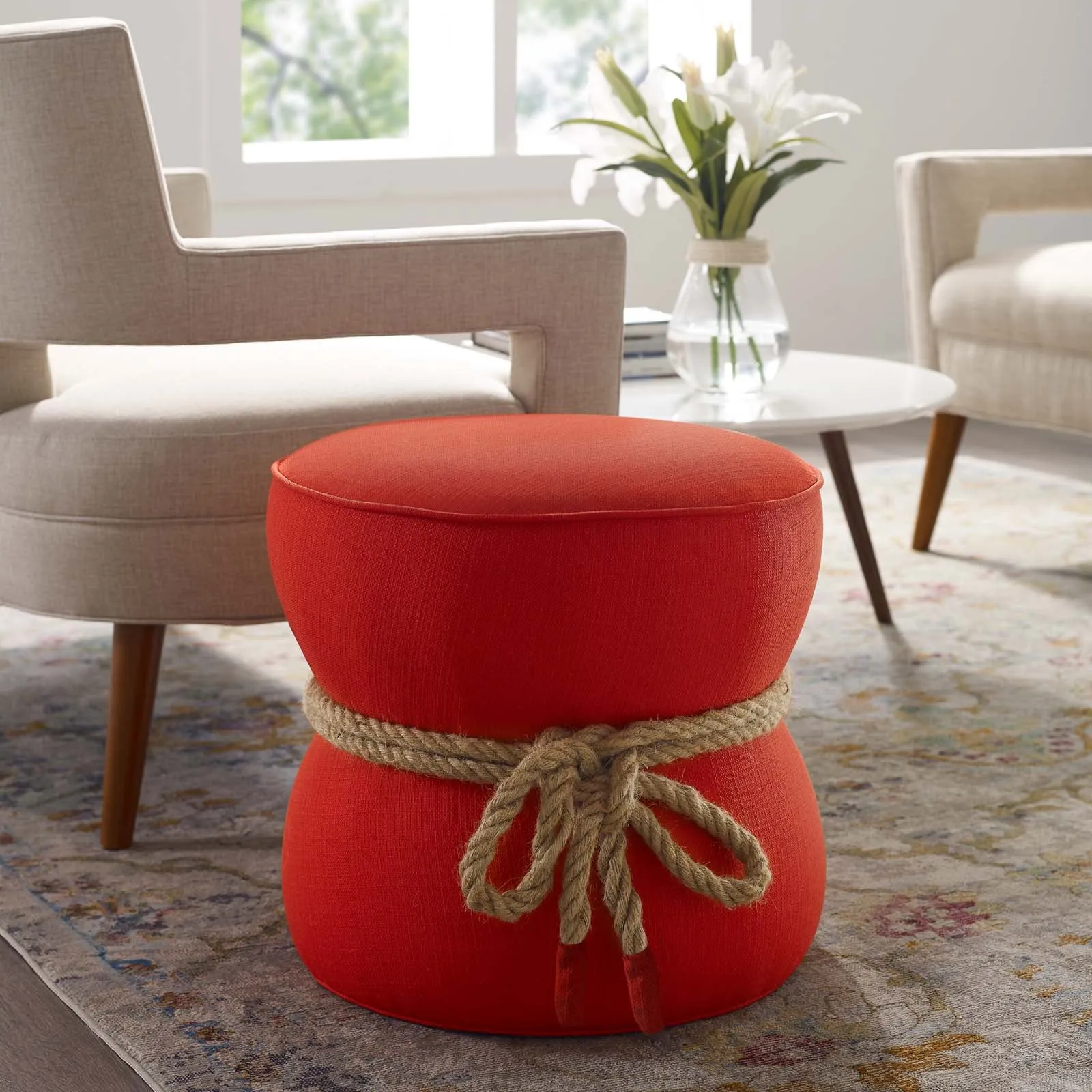 Beat Nautical Rope Upholstered Fabric Ottoman by Modway