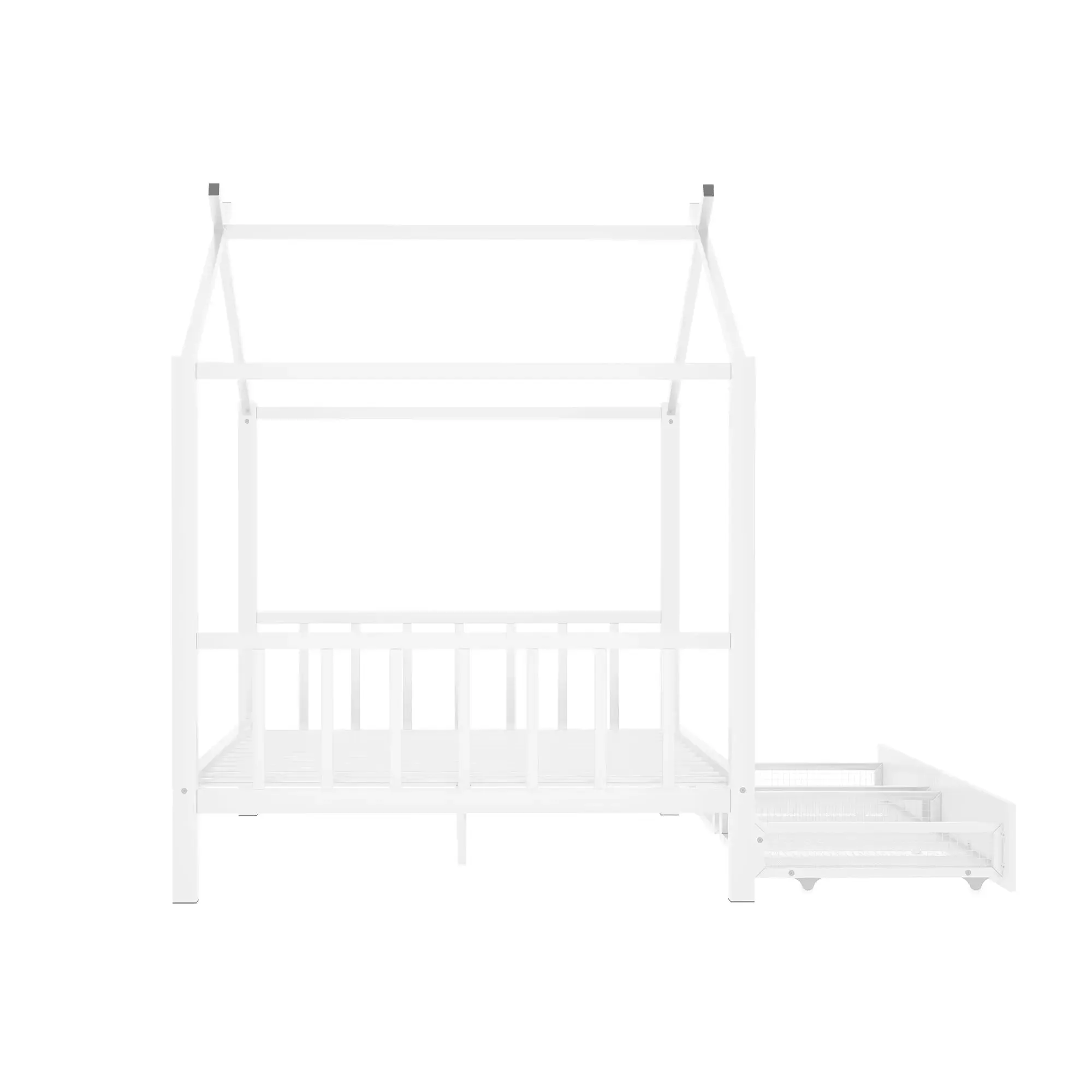 Bellemave® Full Size Metal House Bed with Two Drawers,Headboard and Footboard,Roof Design