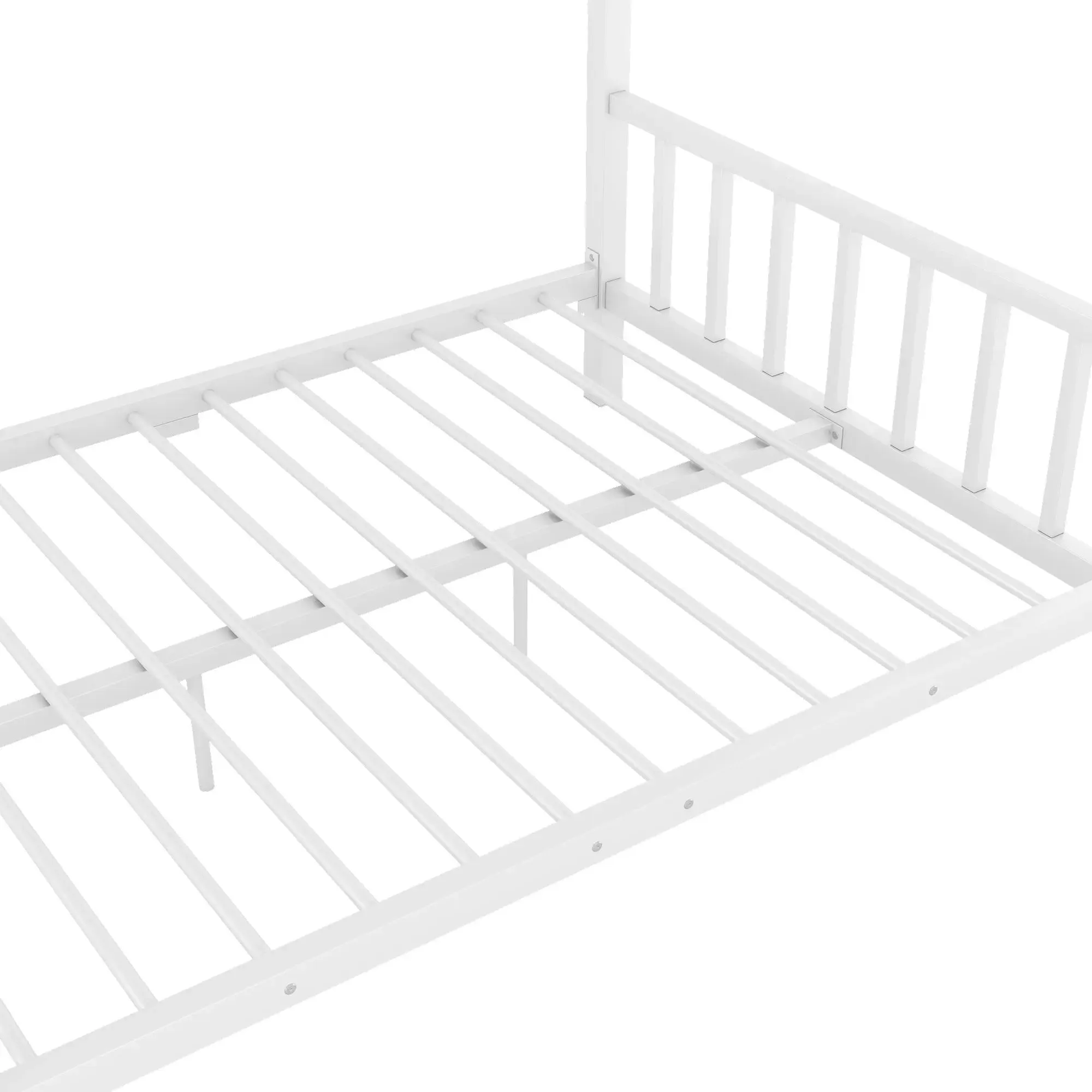 Bellemave® Full Size Metal House Bed with Two Drawers,Headboard and Footboard,Roof Design