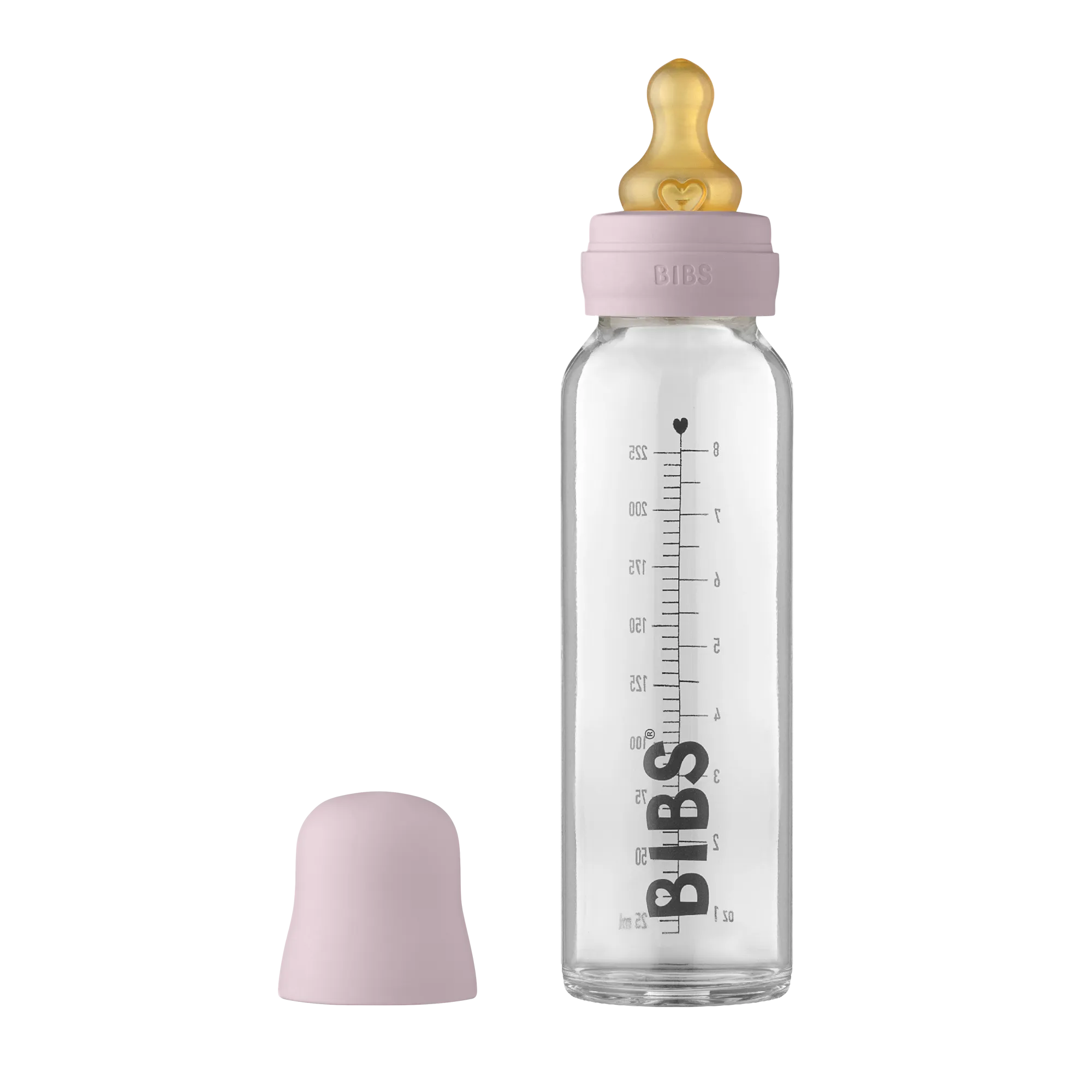 BIBS Glass Bottle Set 225ml - Dusky Lilac