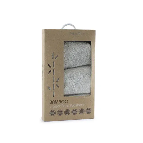 Bubba Blue Bamboo 3 Pack Face Washers - Grey