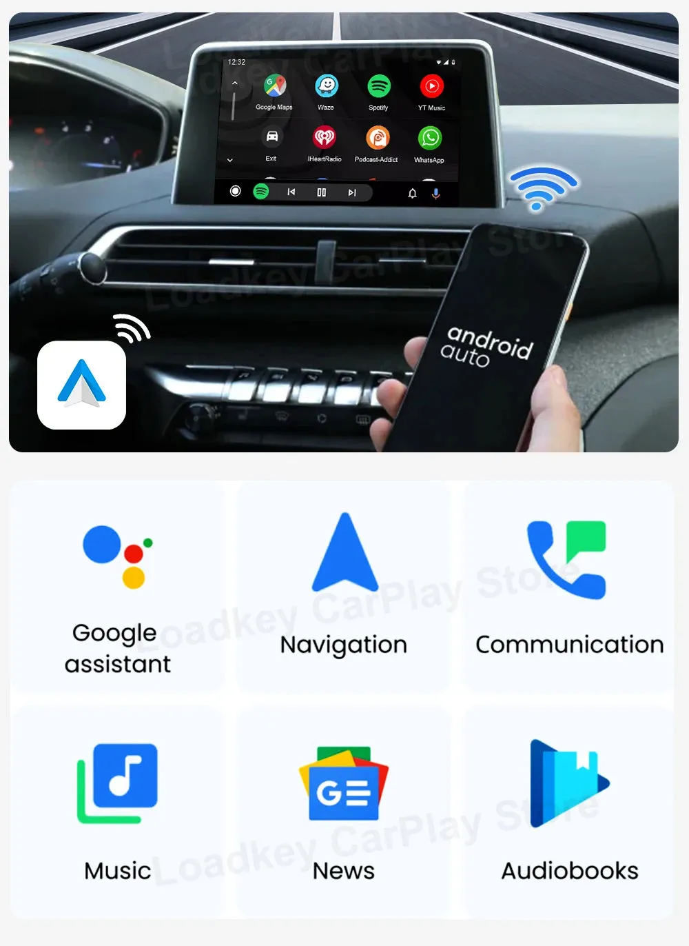 CarlinKit A2A Android Auto Wireless Adapter Dongle Android Ai Box Waze Spotify For 98% Car Auto Connect Music Map Bluetooth 5.0