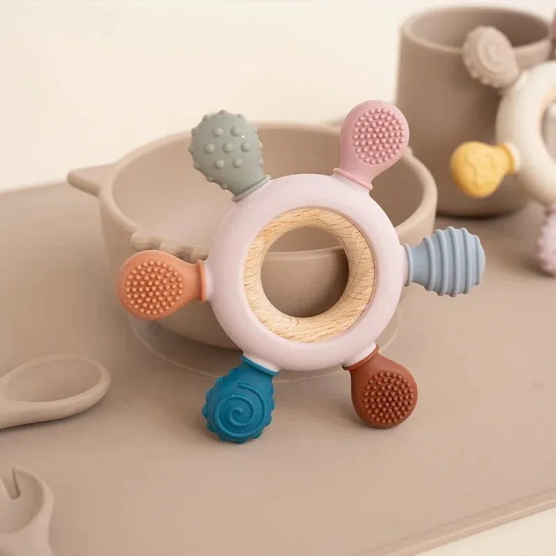 Cute & Stylish Multi Use Baby Teether - Wooden for Babies and Kids