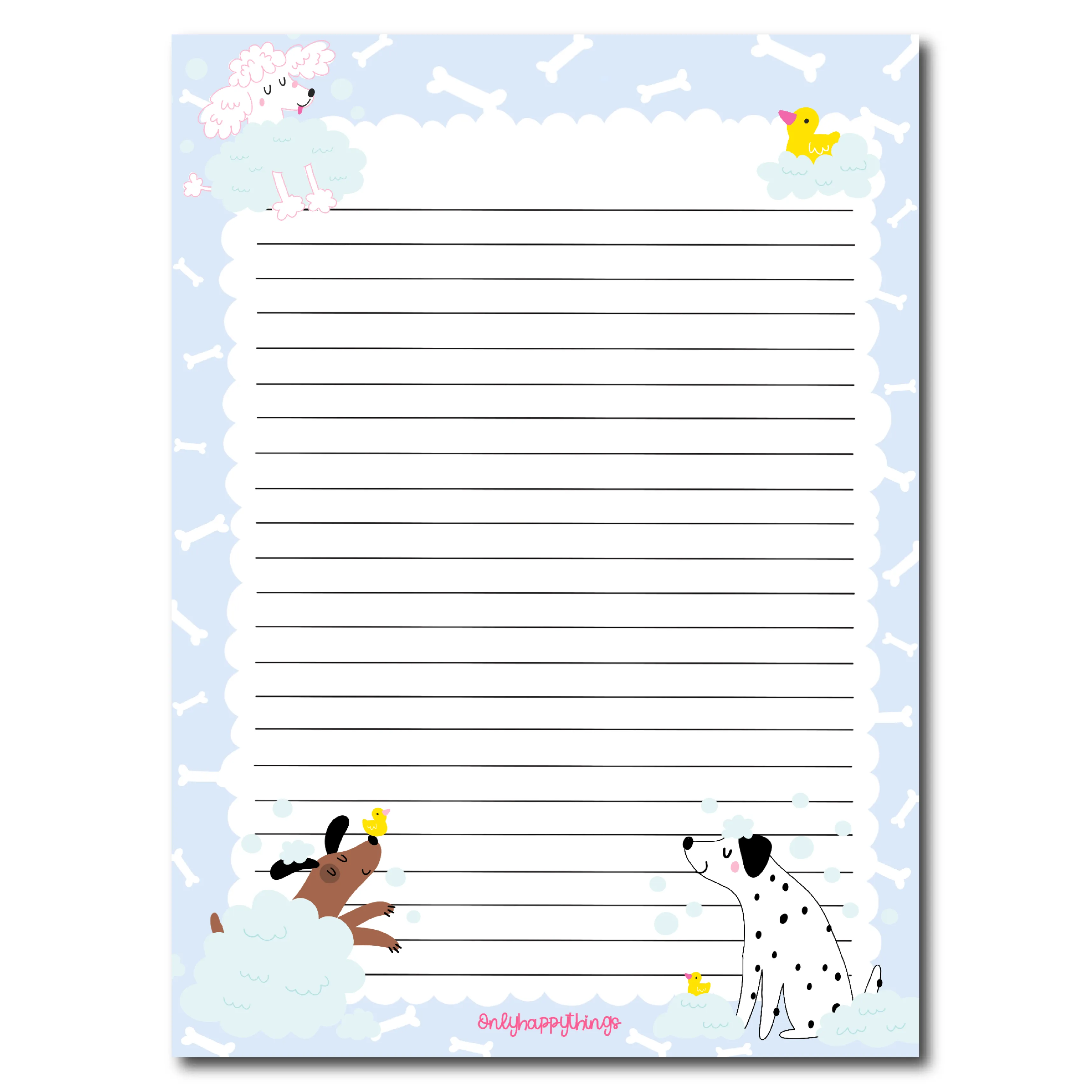 Double-sided Notepad: Bathtime Dogs