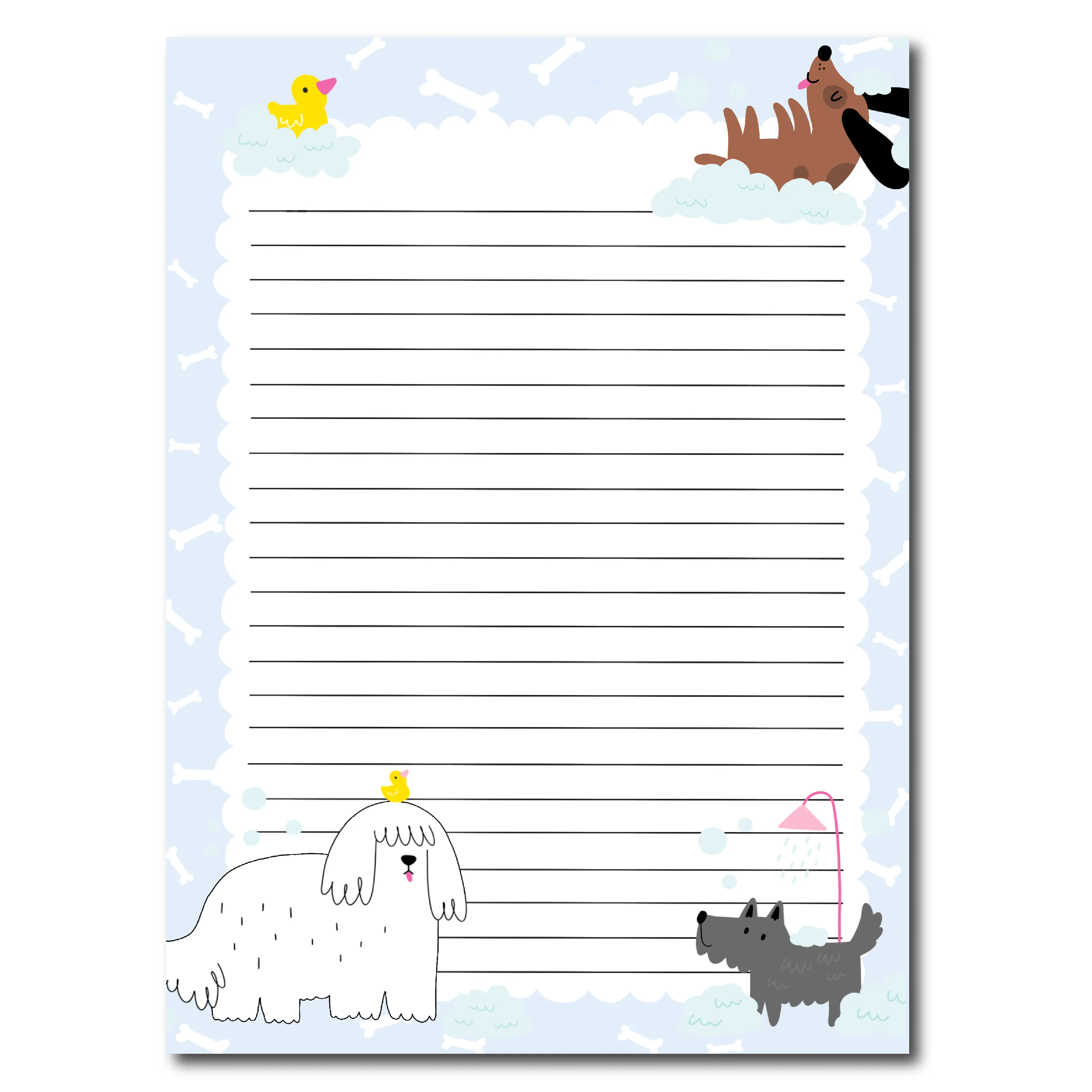 Double-sided Notepad: Bathtime Dogs