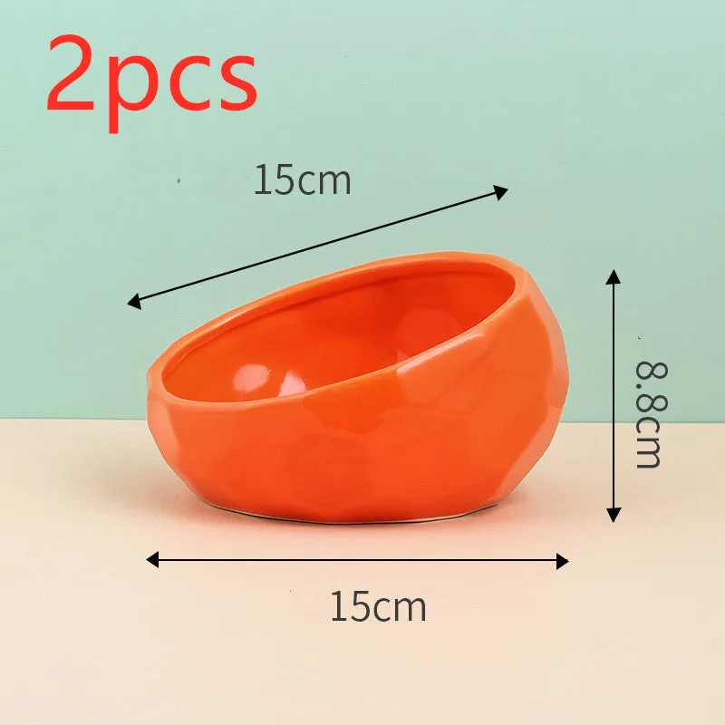 Geometric Bright Ceramic Pet Bowls and stand sets