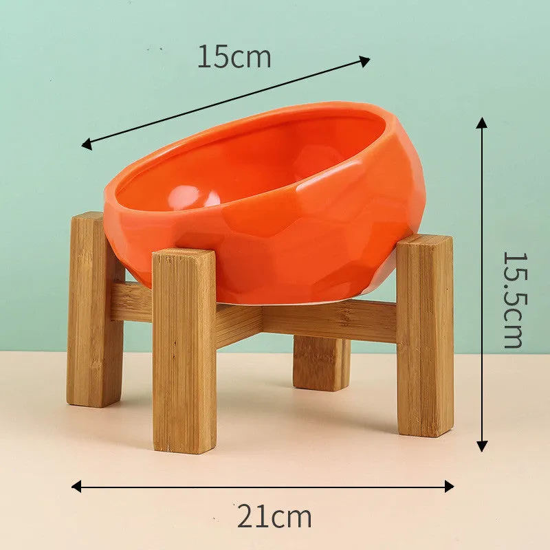 Geometric Bright Ceramic Pet Bowls and stand sets