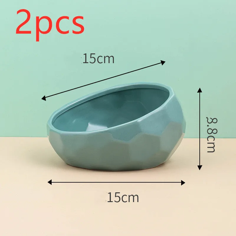 Geometric Bright Ceramic Pet Bowls and stand sets