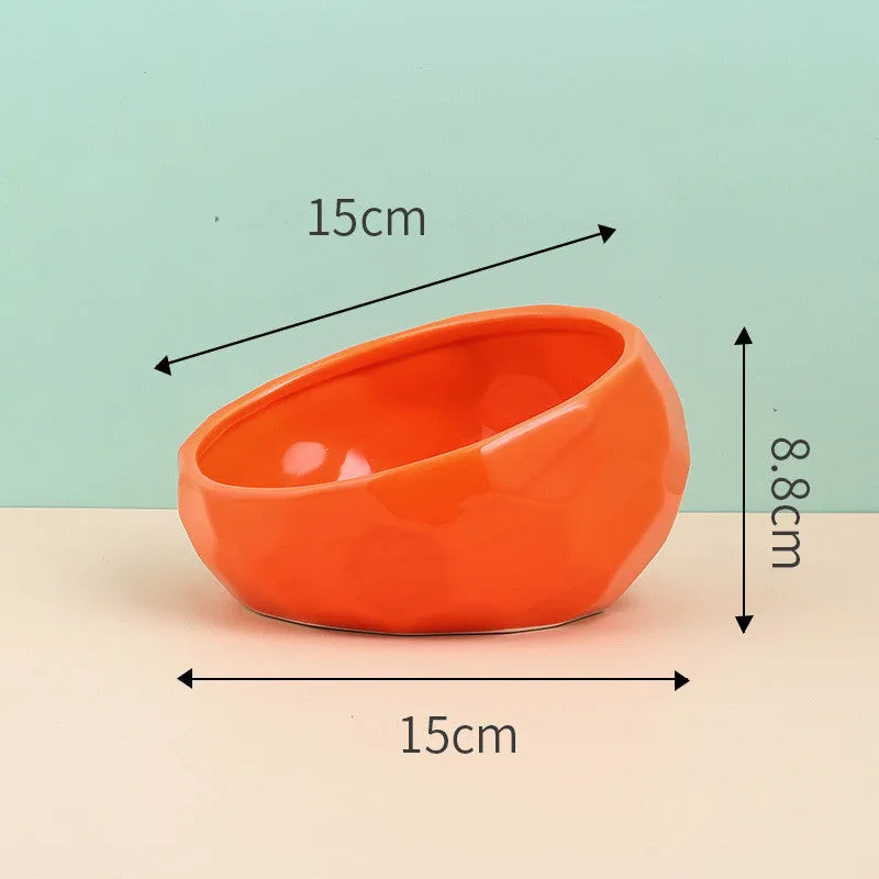 Geometric Bright Ceramic Pet Bowls and stand sets