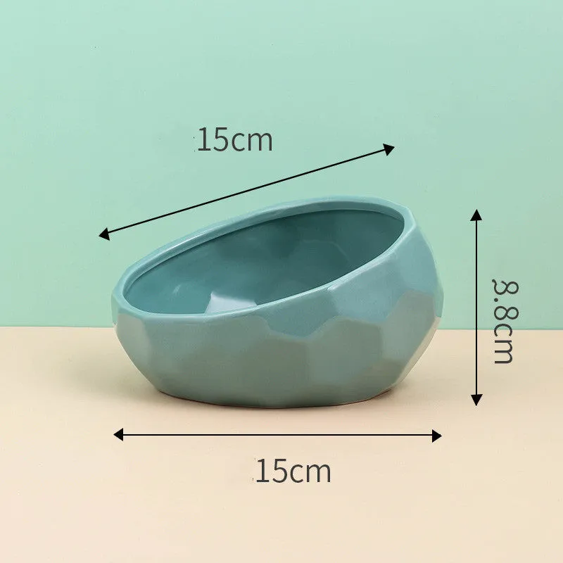 Geometric Bright Ceramic Pet Bowls and stand sets