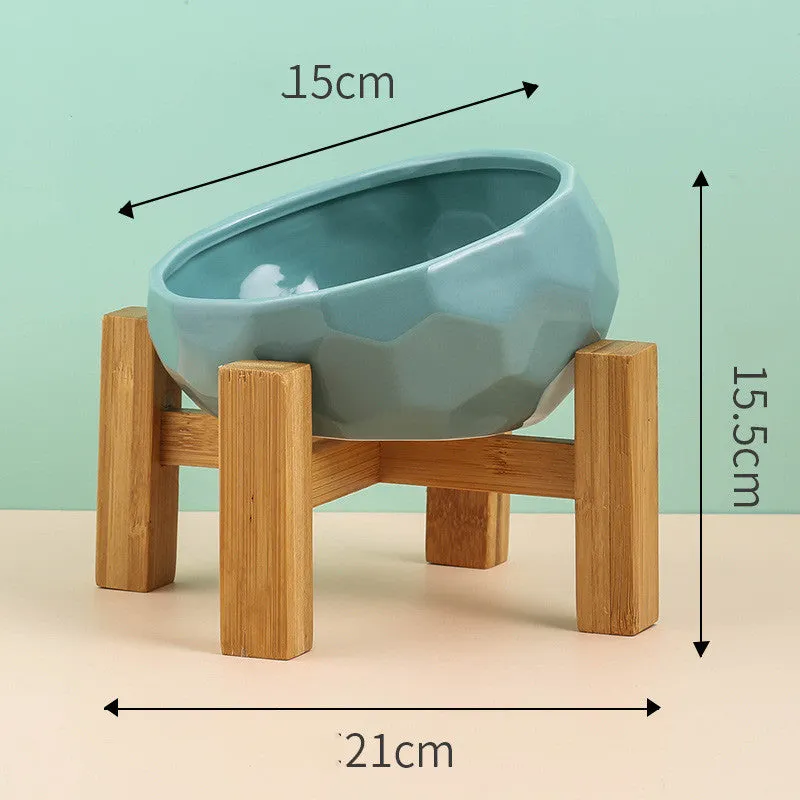 Geometric Bright Ceramic Pet Bowls and stand sets