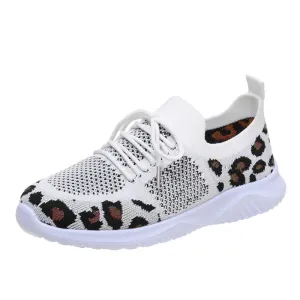 Groovywish Orthopedic Shoes For Women Leopard Mesh Trendy Summer Sneakers