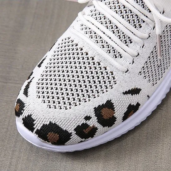 Groovywish Orthopedic Shoes For Women Leopard Mesh Trendy Summer Sneakers