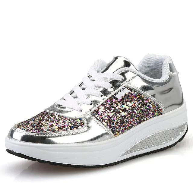 Groovywish Women Orthopedic Rhinestones Slip-on Walking Shoes