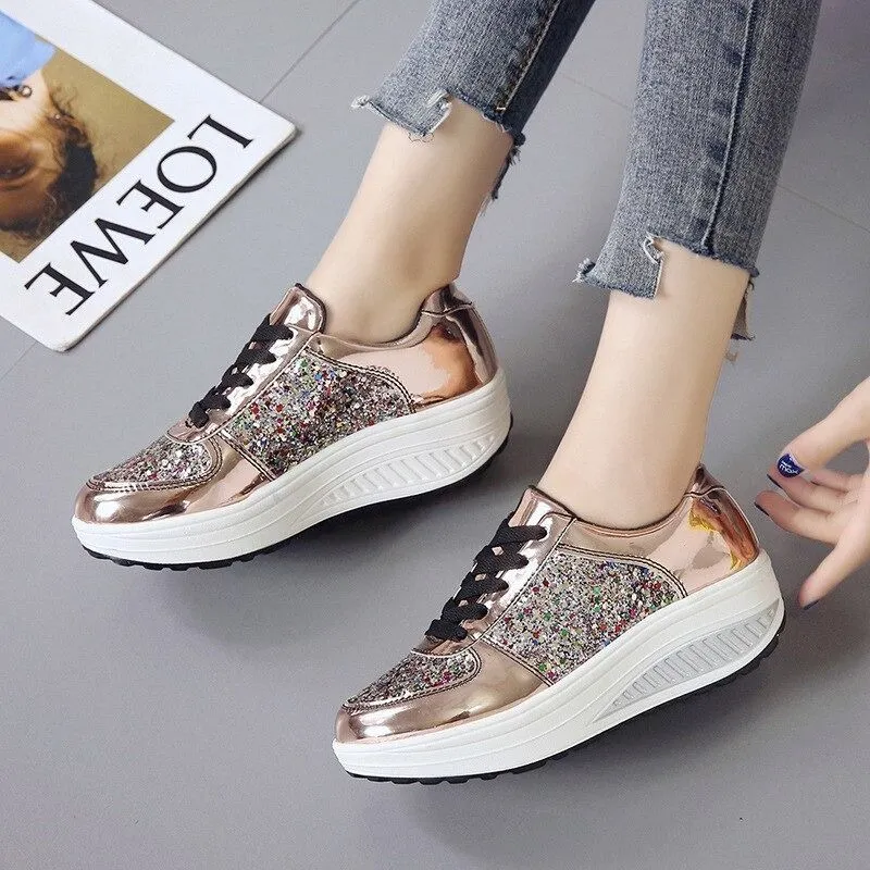 Groovywish Women Orthopedic Rhinestones Slip-on Walking Shoes