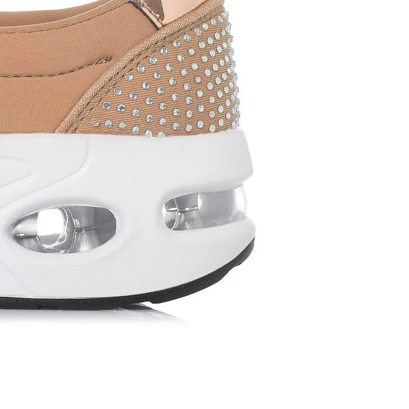 Groovywish Women Orthopedic Rhinestones Slip-on Walking Shoes