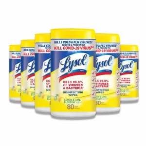 Lysol - Disinfecting Wipes, Lemon/Lime Blossom - 80 Ct - 6 Pack