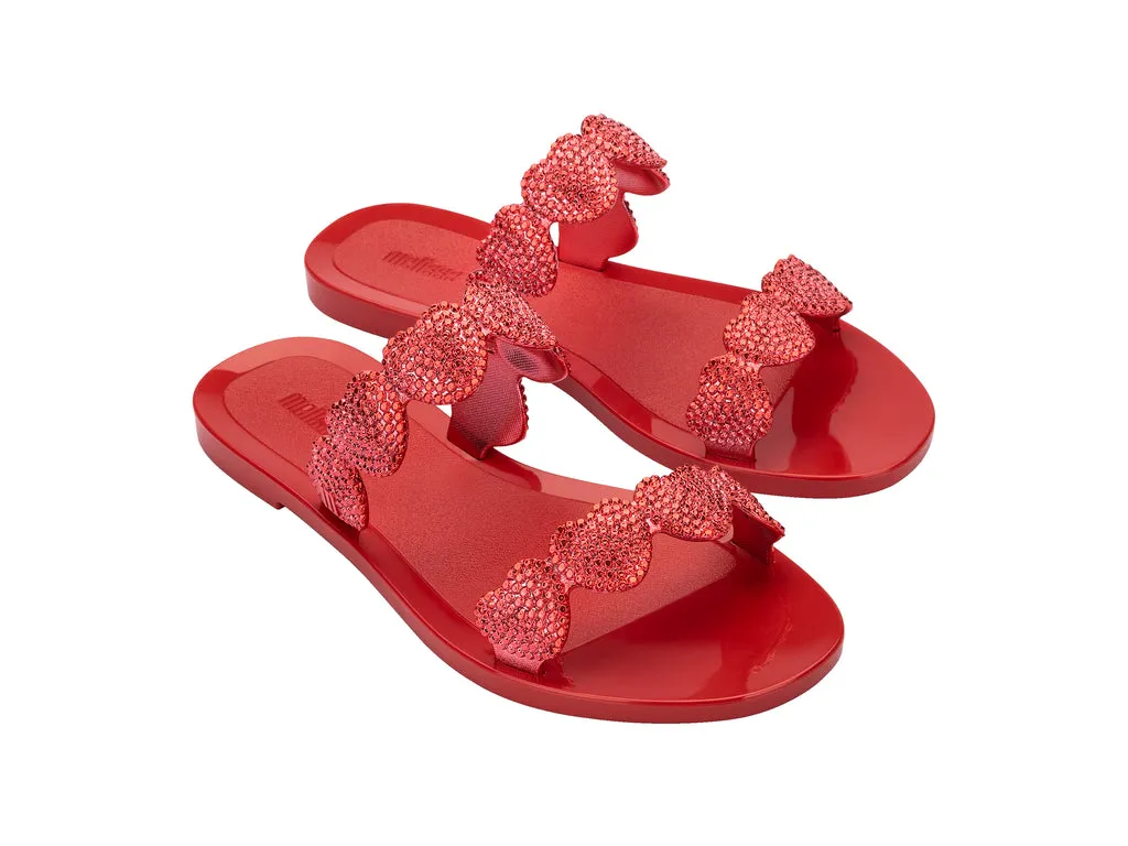 Melissa Flame AD Heart Embellished Slides Red Slip-on For Women